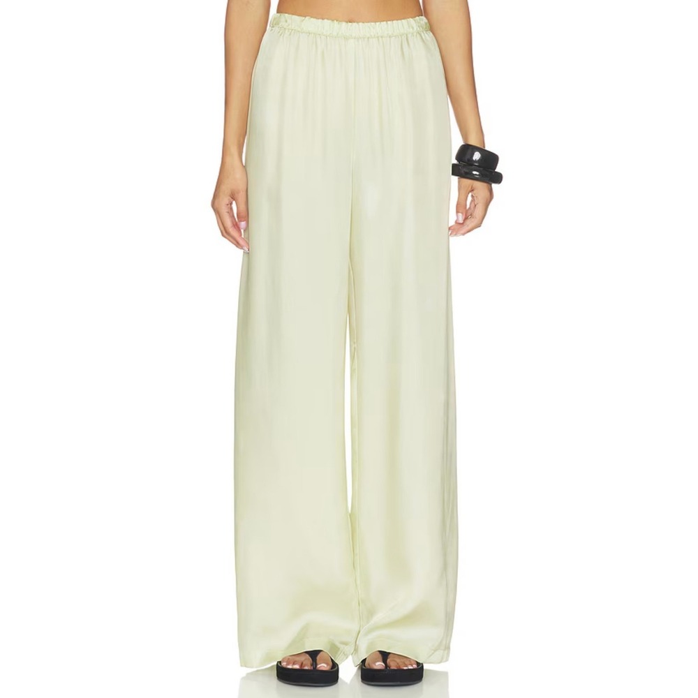 ENZA COSTA Fluid Twill Pant Womens XS Light Yellow Beach Glass Pull on Wide Leg - Picture 2 of 16